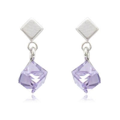 Designer sterling silver 3D provence lavender drop earrings